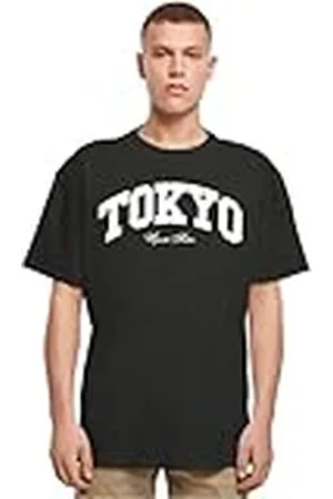 Mister Tee Upscale herr t-shirt Tokyo College oversize t-shirt, tryck t-shirt, överdimensionerad passform, streetwear, , L