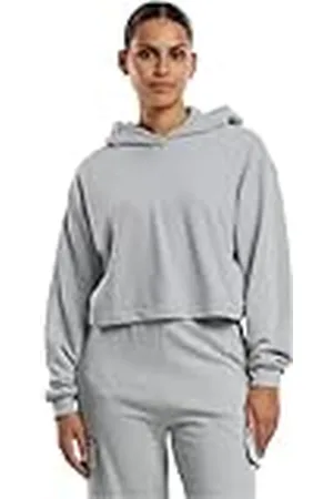 Urban classics Dam huvtröja dam överdimensionerad skuren lätt Terry Hoodie, avslappnad huvtröja för kvinnor, kort skuren, , 4XL