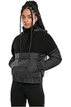 Urban classics Dam Sherpa Mix Pull Over Jacka, SVART/SVART, 4XL stor