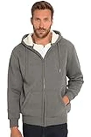 JP 1880 Herr, stora storlekar, huvjacka, utomhus, sweatjacka, huva, teddyfoder, dragkedja, upp till 8 XL, , XXL stor