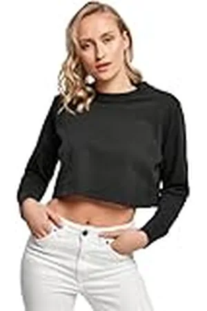Build Your Brand Damsweatshirt, Terry Cropped Crew tröja, tröja för kvinnor, finns i eller vit, storlekar XS – 5XL, , S