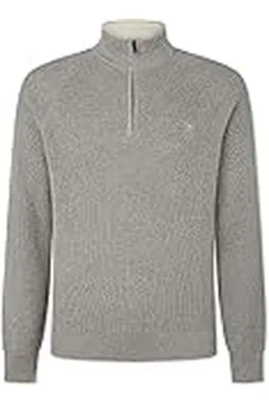 Hackett Herr Mouline HZIP tröja sweater, grå/vit, S