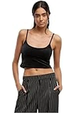 Urban classics Tanktop dam kort sammetstopp, kort damtopp, magfri, normal passform, , XS