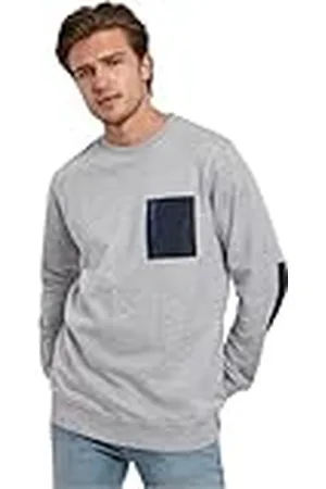 Urban classics Tröja för män militär crewneck sweatshirt med bröstficka, , XXL