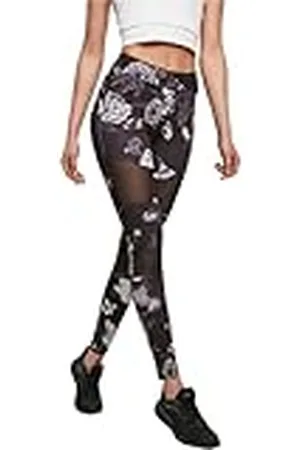 Urban classics Dam tech mesh AOP leggings yogabyxor, Mörk blomma, XXL
