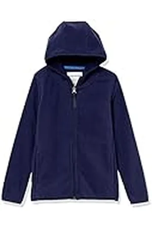 Amazon Pojkar Polar Fleece Full Zip Jacka med huva, Marinblå, Small, , Small
