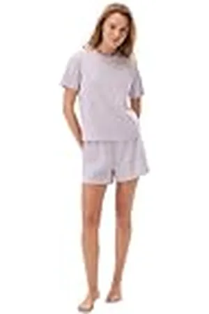 Dagi Lilac Stickad oversize normal midja supima kort ben kortärmad crew neck t-shirt och shorts, , L, , L