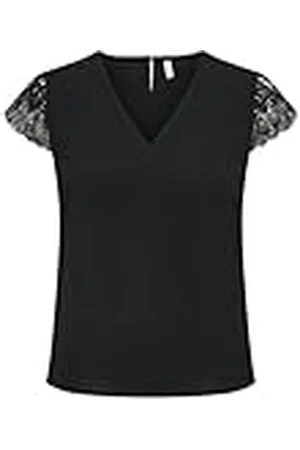 ONLY Onlelva Fr S/S spets V-hals topp Cs Ptm, , L