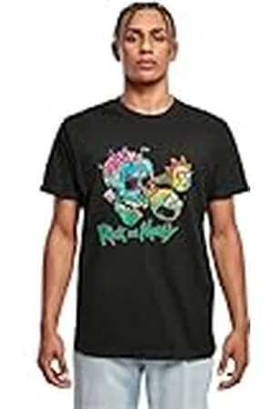 Merchcode T-shirt för män, Rick & Morty Skull Eyes, avslappnad herr-t-shirt med fronttryck, 100% bomull, storlekar XS – 5XL, , S