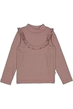 WHEAT Ull, långärmad ruffle t-shirt, Dusty Lilac, 110/5y