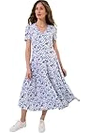 Joe Browns Dammode genom blommig V-ringad klänning, normal passform, vit, UK 16, , 42