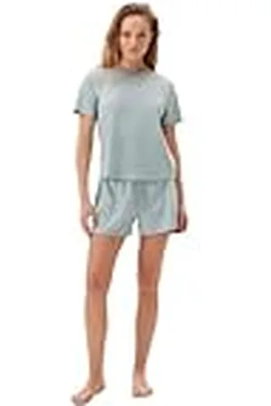 Dagi Turquoise stickad oversize normal midja supima kort ben kortärmad crew neck t-shirt och shorts, , XS, , XS