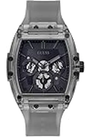 Guess Herrtrend casual tonneau diamant 43 mm klocka – svart urtavla rostfritt stål fodral & armband, , armband