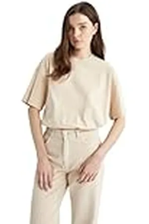 DeFacto Damer oversize crop tops – klassisk baströja för kvinnor – bekväm oversize skjorta för kvinnor LT. BEIGE XL, , XL