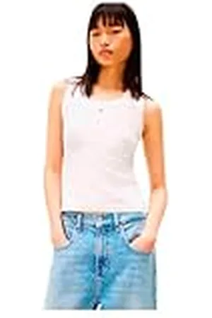Tommy Hilfiger Kvinnor TJW ESSENTIAL RIB TANK EXT Övriga T-shirts, Vit, M, , M