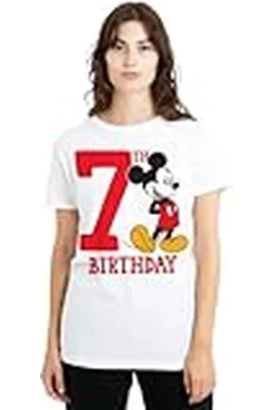 Mickey Mouse Mandarin creative ltd Musse Pigg 7:e födelsedagen skjorta damer t-shirt, vit, X-Large, , XL