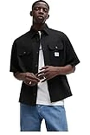 HUGO BOSS Herr Ekyno bomull-twill lös passform skjorta med logotyplapp, , XXL
