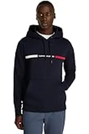 Tommy Hilfiger Herr HILFIGER CHEST INSERT HOODY MW0MW37361, pullover huvtröja, blå, XXL, , XXL