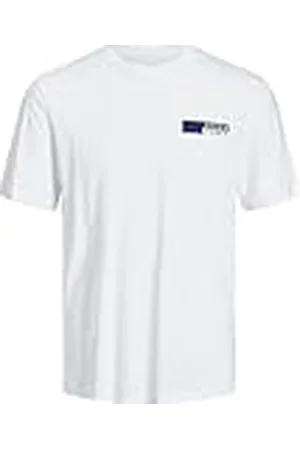 JACK & JONES T-tröjor för män kortärmad designer rund hals Tee topp, storlek S till 2XL, Vit 1, L