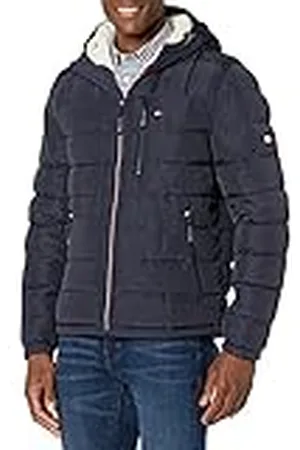 Tommy Hilfiger Herr medelvikt sherpa fodrad med huva vattentålig pufferjacka kappa, , M