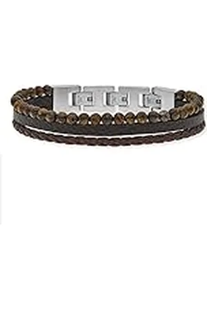 SAVE BRAVE Tyler geflochtenes Leder Herren Armband mit Klappverschluss aus Edelstahl - verziert mit Onyxperlen - in der Länge erweiterbar 18,5 + 3cm - ohne Nickel und Blei - inkl. Schmuckverpackung