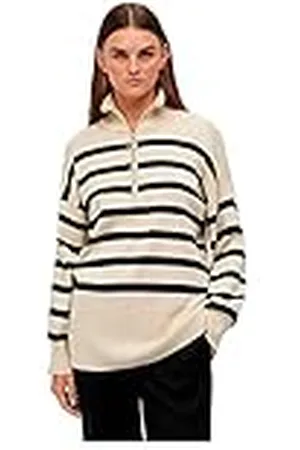 Object Damobjekt L/S stickad dragkedja pullover Noos stickad tröja, , XS