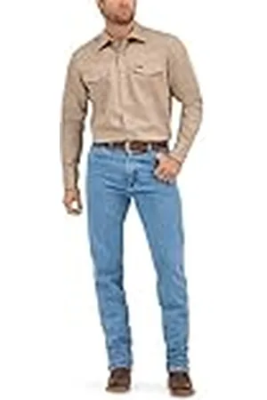 Wrangler Cowboy-skuren långärmad arbetsskjorta med tryckknappar i västernstil för män, tvättad finish, ogenomskinlig, Khaki, XXL