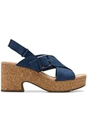 Clarks Premium dam Nerisa West Sandal, Navy Nubuck, 7,5 UK, , 40.5 EU