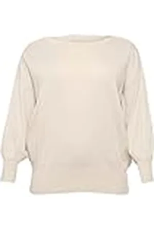 Kaffe Plusstorlek tröja för dam casual passform Crew neck metallisk garn, , S Grande taille