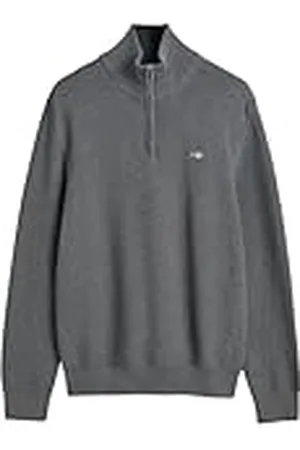GANT Cotton Micro texturerad halvdragkedja, , M