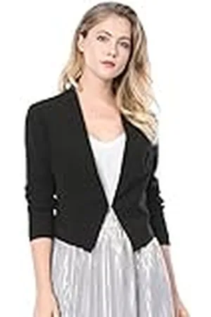 Allegra K Dam arbetskläder kontor kostym kraglös ledig beskuren blazer jacka, , 38