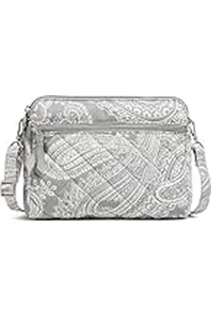 Vera Bradley Performance Twill Triple Compartment Crossbody Purse, Cloud Gray Paisley