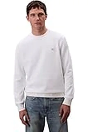 Calvin Klein Jeans herr 400GSM TRRY BDG CRWN LV04RC273G tröjor, vit (ljus vit), XXL, , XXL