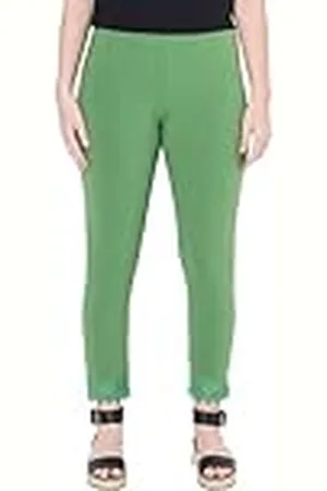 Ulla Popken Damer stora storlekar överdimensionerade plus size 7/8 leggings, fållspets, ekologisk bomull, , 36W / 32L