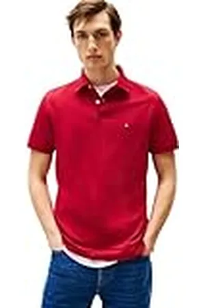 Tommy Hilfiger Normal passform kortärmad polo för män med knappslå, , XXL