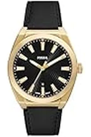Fossil Herr analog kvartsur med läderarmband FS6089, svart