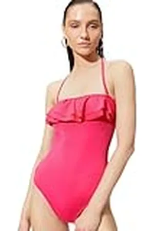 Koton Dam avtagbar strappy hållare nacke ruffle basic baddräkt baddräkt badkläder, , 44 SE