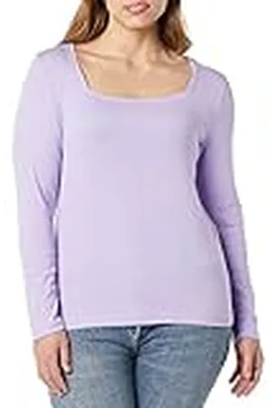 Amazon Dam Slim-Fit långärmad T-shirt med fyrkantig hals, lavendel, Small