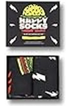 Happy Socks 2-Pack Hamburgare strumpor, färgglad och cool presentbox med roliga strumport för herr och dam storlek 41-46
