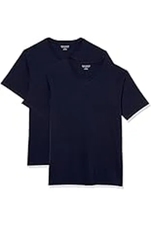 Amazon Mäns Slim-Fit kortärmad V-ringad t-shirt, paket med 2, marinblå, Large