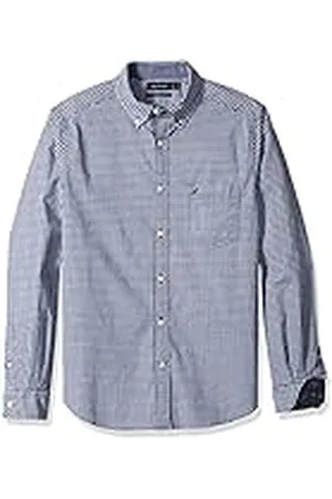 Nautica Herr klassisk passform stretch gingham långärmad knapp-dun tröja