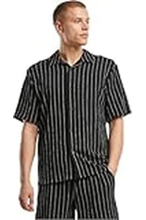 Urban classics Herrskjorta, randig Crinkle Resort skjorta, randig sommarskjorta för män, storlekar S – 5XL, , 4XL