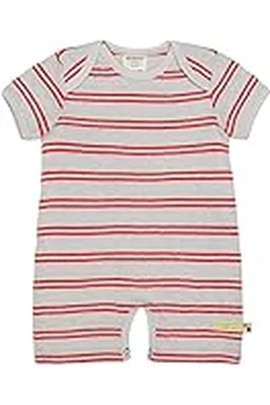 loud + proud Unisex babyspelare ränder med linne, GOTS certifierade sparkbyxor, , 62/68 cm