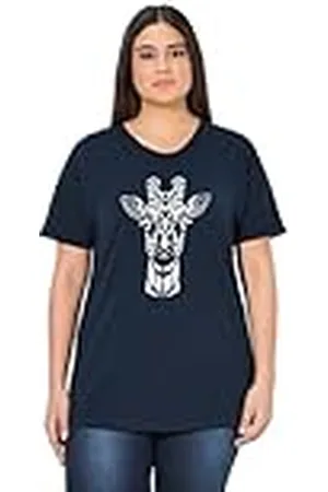 Ulla Popken Damer stora storlekar överdimensionerade plus size t-shirt med djurtryck, oversize, , 58-60