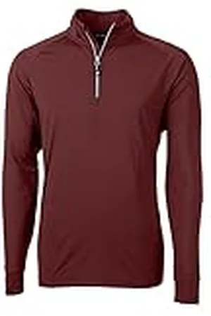 Cutter & Buck Adapt Eco Knit Stretch Recycled Mens Long Sleeve Quarter Zip Pullover, Bordeaux, S