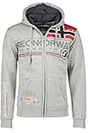 Geographical Norway Flipper herr - huvtröja och känguruficka för herr - herrtröja med logotyp - varm huvtröja långärmad - vanlig ledig sporthuvtröja, , L