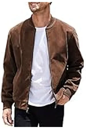 Coofandy Varsity herrjacka vintage lätt mocka bomberjackor, , M