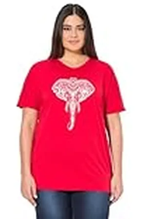 Ulla Popken Damer stora storlekar överdimensionerade plus size t-shirt med djurtryck, oversize, , 58-60