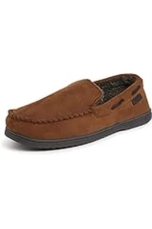 Dearfoams Keaton Memory Foam inomhus utomhus mockasin med breda bredder toffel, Kastanj, Medium
