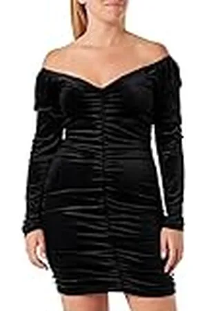 Koton Dam Off The Shoulder Långärmad Draped sammet miniklänning, , M